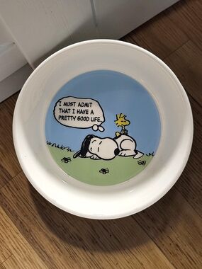Peanuts Ceramic Dog Bowl with Snoopy & Woodstock - Good Life